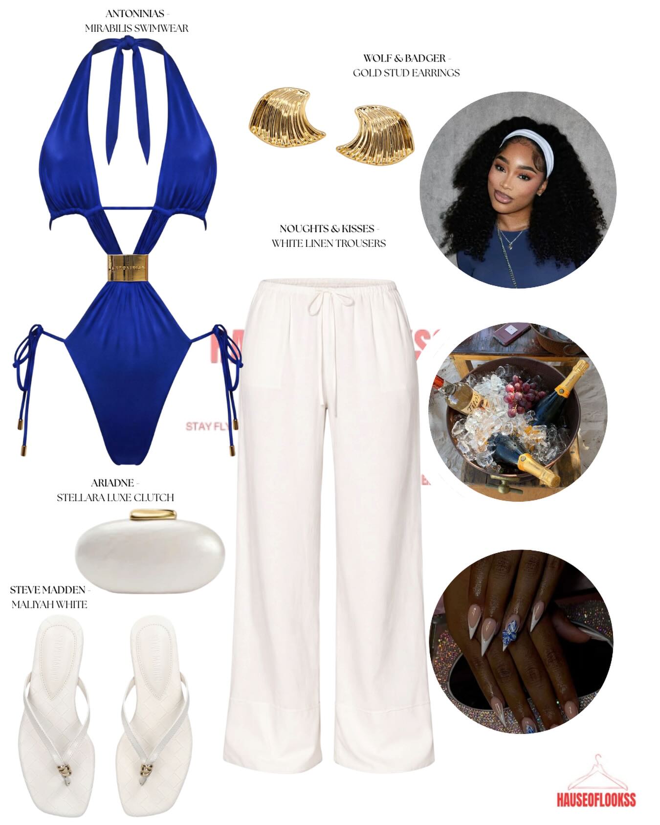 A Cobalt Halter and White Linen Trousers: Beach Club Dressing with Clean Contrast
